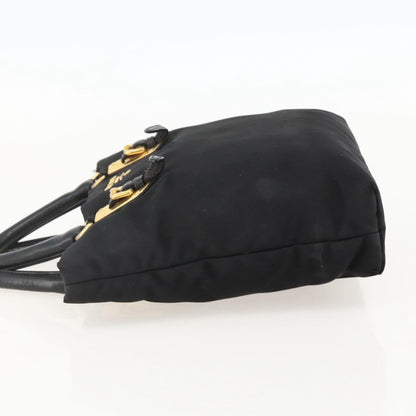 Prada PRADA Hand Bag Nylon Black Gold Authentic 175270