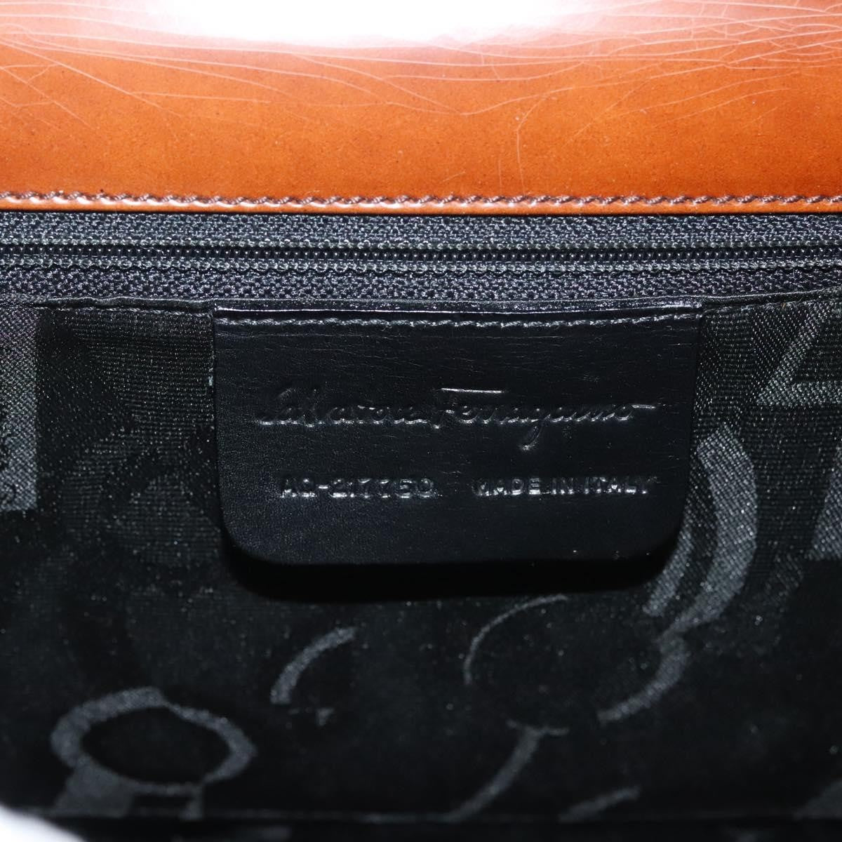 Salvatore Ferragamo Salvatore Ferragamo Gancini Shoulder Bag Leather Brown Authentic 132512
