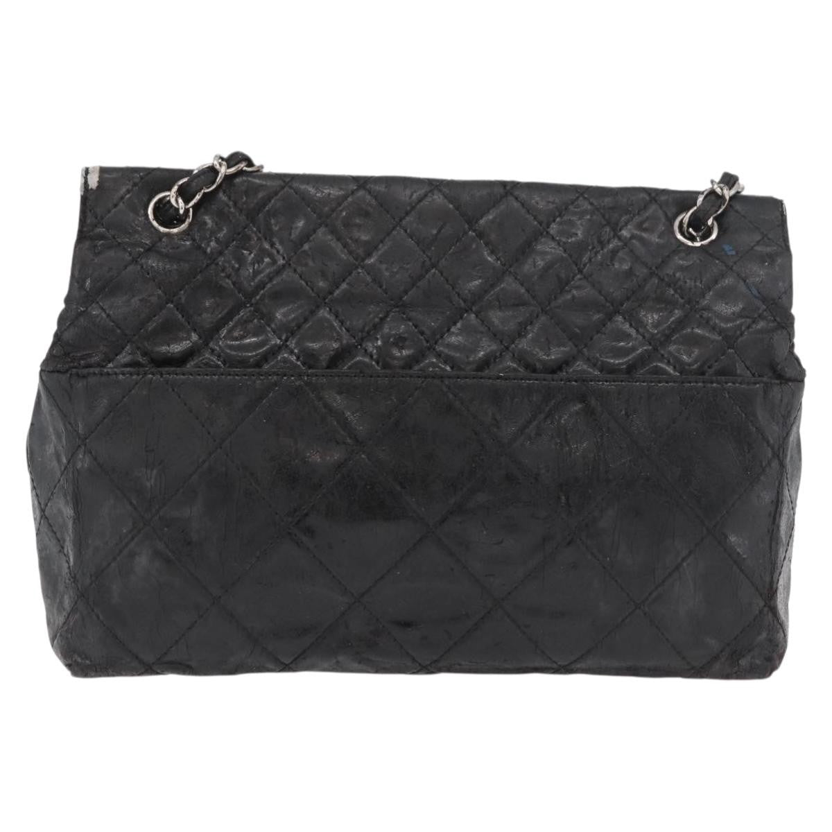 Chanel CHANEL Matelasse Chain Shoulder Bag Patent leather Black Silver CC Authentic 158095