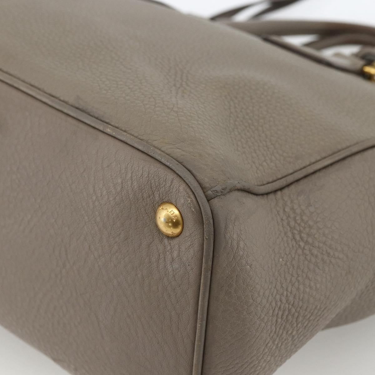 Prada PRADA Hand Bag Leather 2way Gray Gold Authentic bs33651