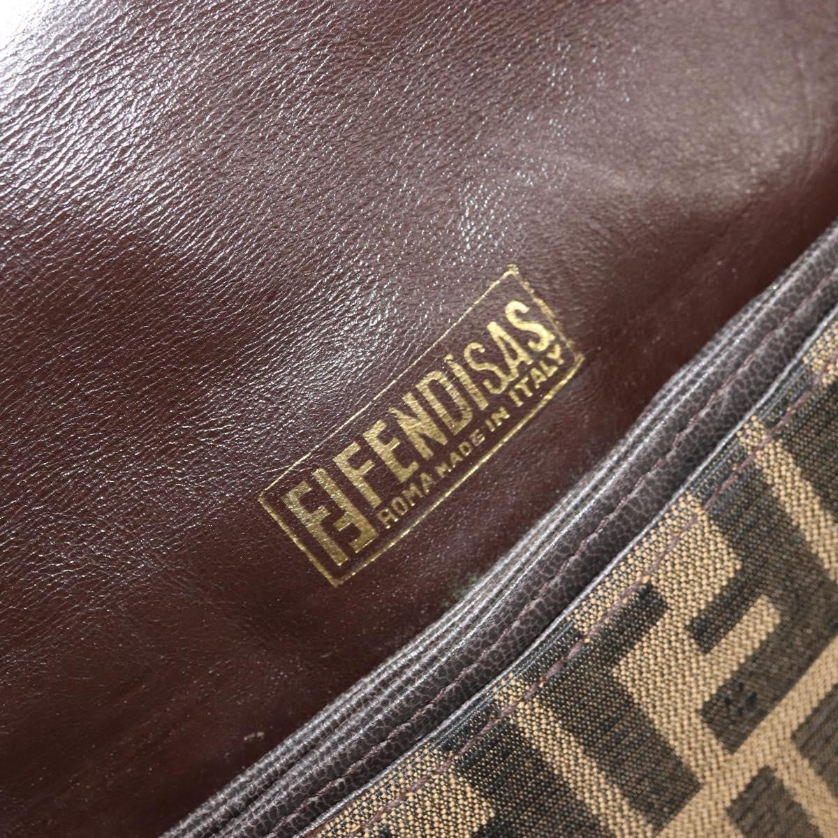 Fendi FENDI Zucca Canvas Shoulder Bag Black Brown Authentic YKZ1111