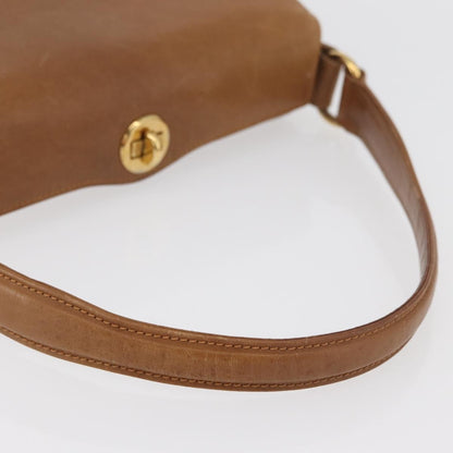 Gucci GUCCI Hand Bag Leather Brown Gold Authentic ka3873