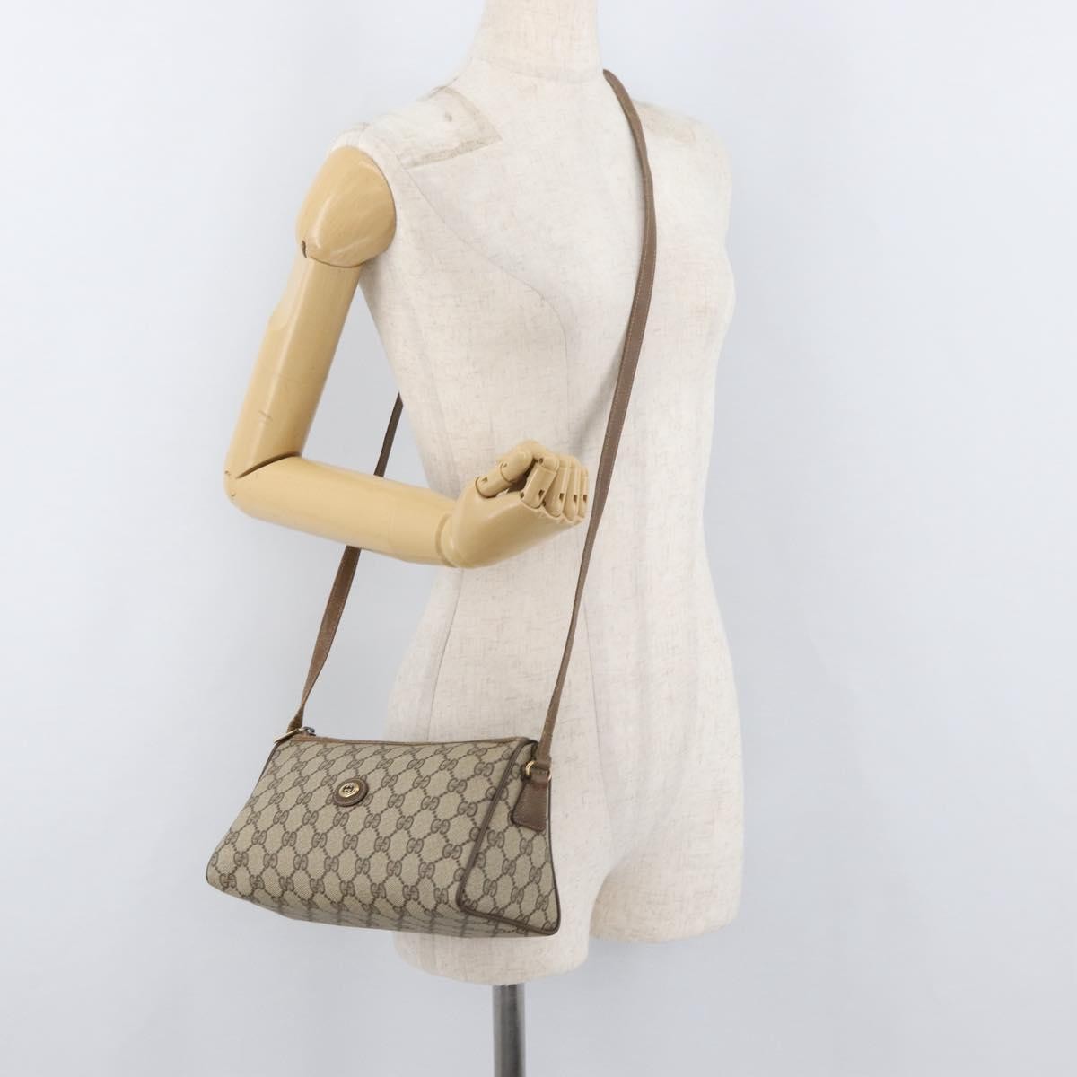 Gucci GUCCI GG Supreme Shoulder Bag PVC Beige Gold 89 02 086 Authentic BA12793