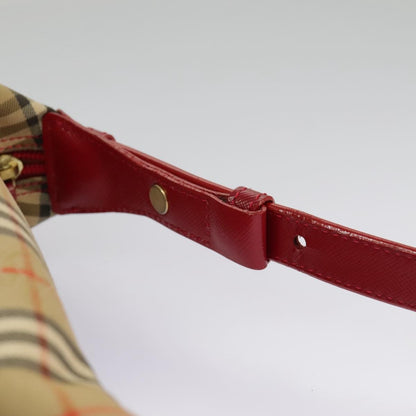Burberry BURBERRY Nova Check Shoulder Bag Canvas Leather Beige Gold Red Authentic 98900