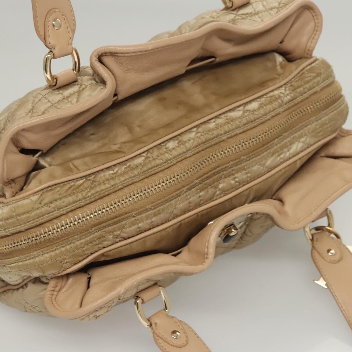 Dior Christian Dior Canage Hand Bag Nylon Beige Gold Authentic mr1376