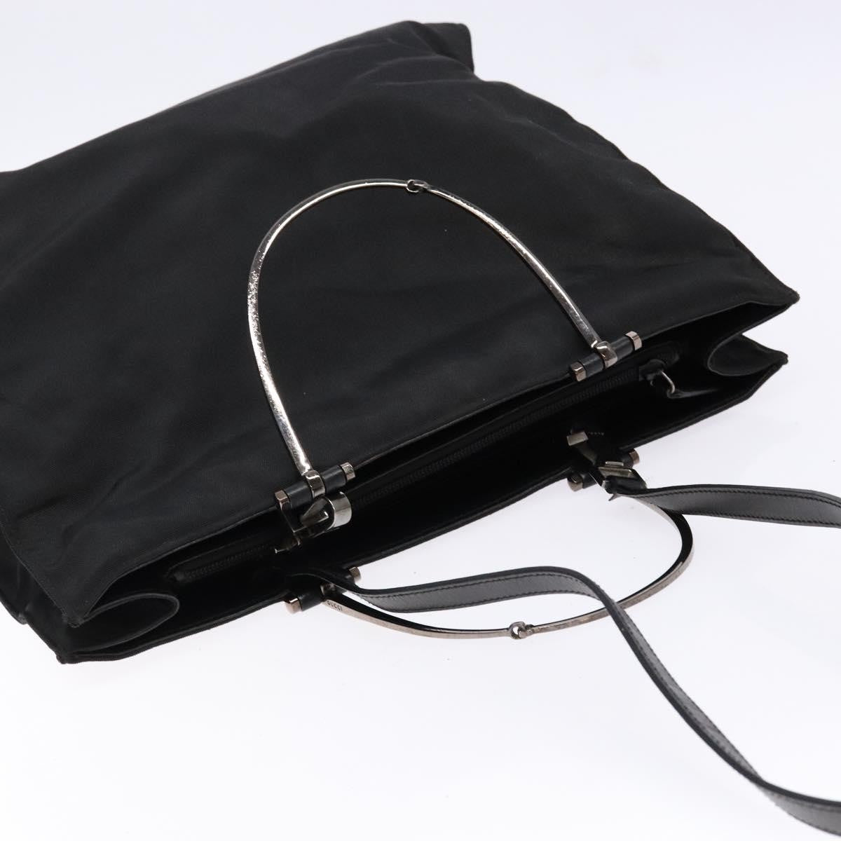 Gucci GUCCI Hand Bag Nylon 2way Black Silver 002 1028 2684 Authentic 139157