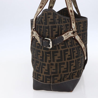 Fendi FENDI Zucca Canvas Celeria Tote Bag Black Brown Silver Authentic am9502