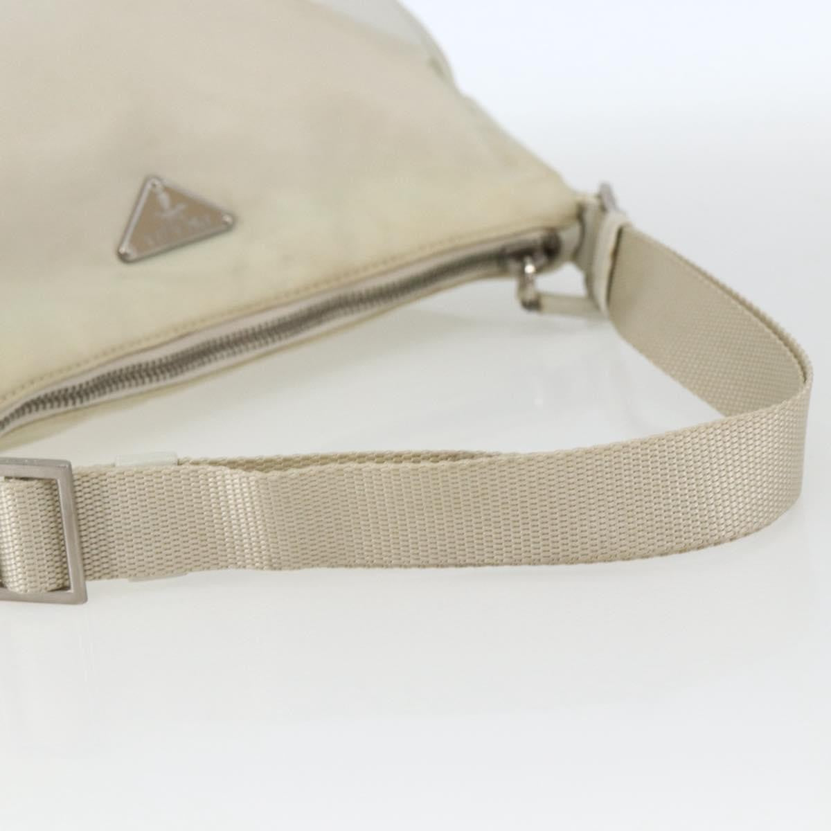 Prada PRADA Shoulder Bag Nylon Leather Ivory Silver Authentic 163087