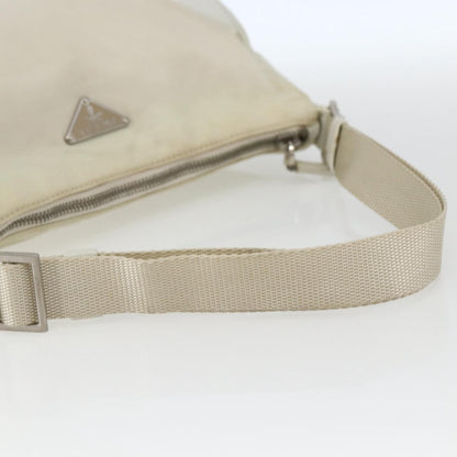 Prada PRADA Shoulder Bag Nylon Leather Ivory Silver Authentic 163087