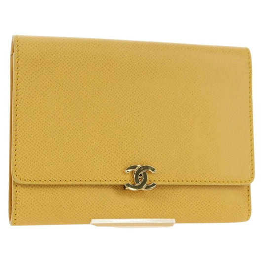 Chanel CHANEL Wallet Grained Calf Skin Yellow Gold CC Authentic 180395M Bag