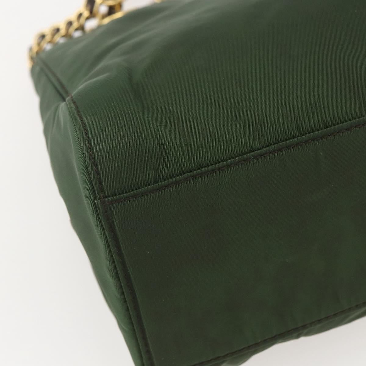 Prada PRADA Chain Shoulder Bag Nylon Green Gold Authentic 159258