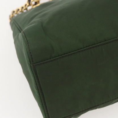 Prada PRADA Chain Shoulder Bag Nylon Green Gold Authentic 159258