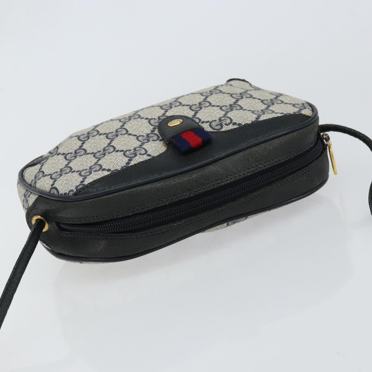 Gucci GUCCI GG Supreme Sherry Line Shoulder Bag PVC Navy Red 89 02 066 Authentic 150546