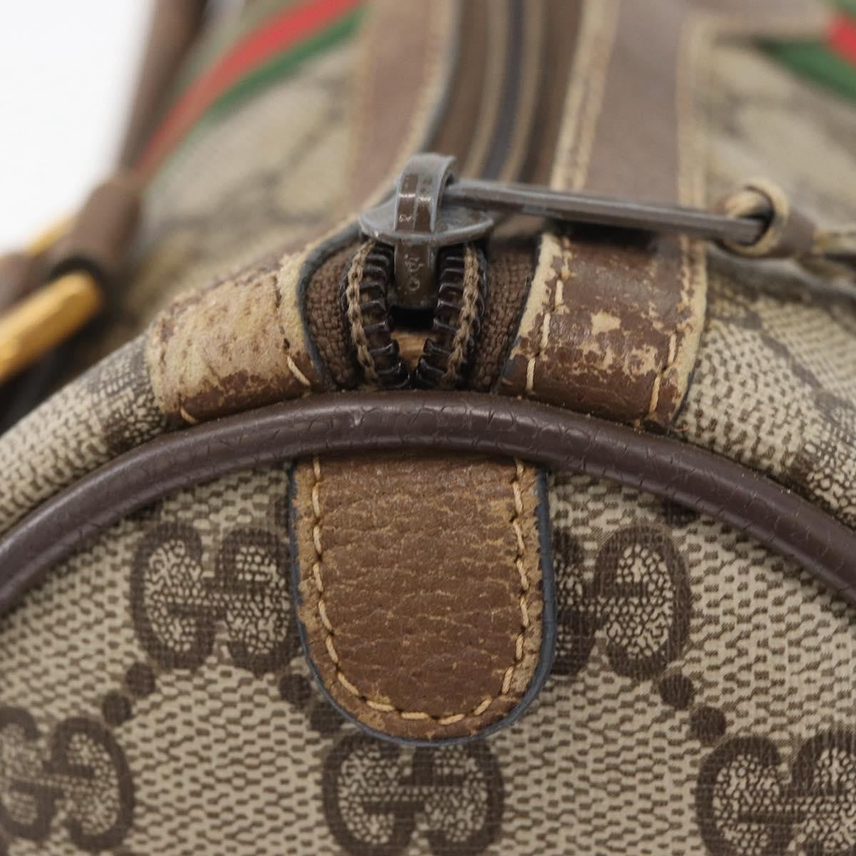 Gucci GUCCI GG Supreme Web Sherry Line Boston Bag PVC Beige Gold 40 02 006 Authentic BAZ556