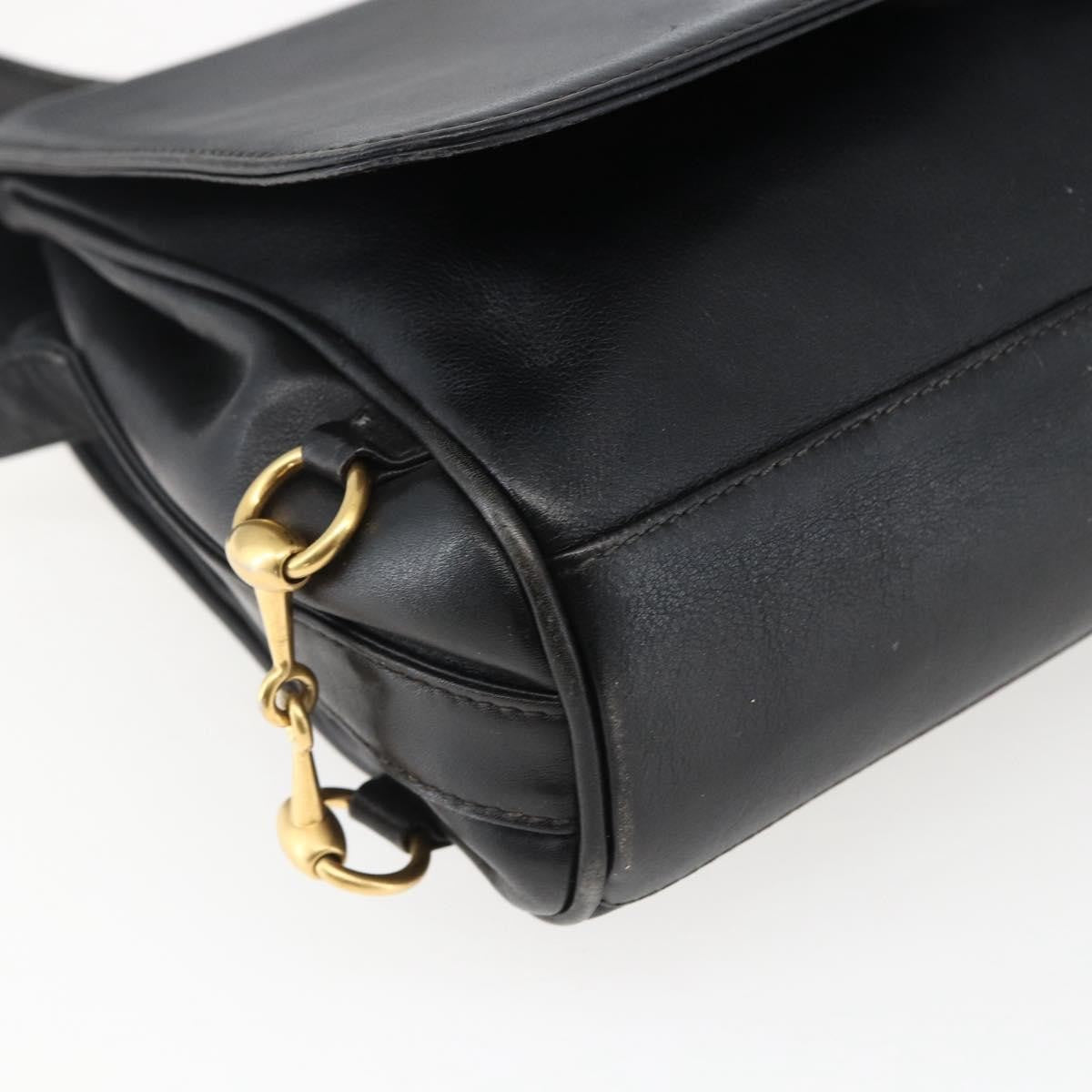 Gucci GUCCI Shoulder Bag Leather Black Silver 001 2214 Authentic ep13226