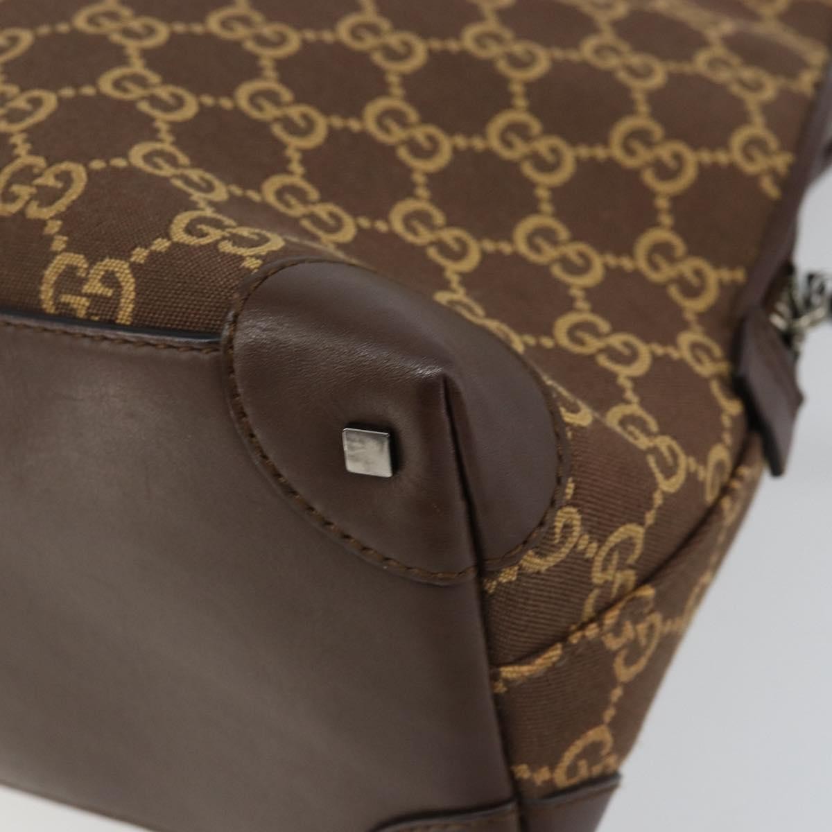 Gucci GUCCI GG Canvas Hand Bag Leather Brown Gold Authentic 149459