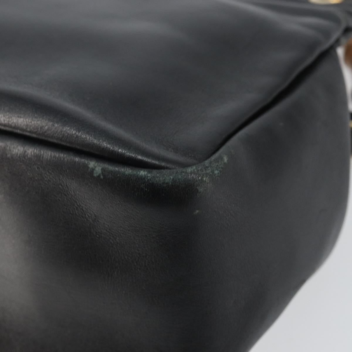 Gucci GUCCI Bamboo Hand Bag Leather Black Gold 000 2865 0575 Authentic 143348