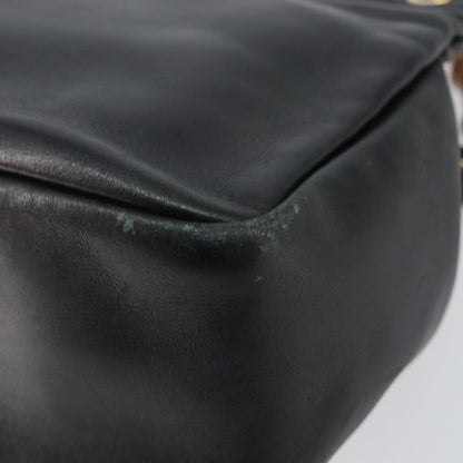 Gucci GUCCI Bamboo Hand Bag Leather Black Gold 000 2865 0575 Authentic 143348