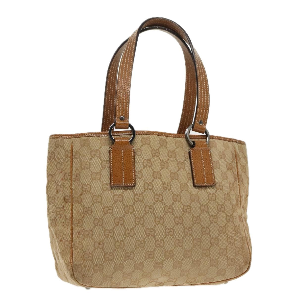 Gucci GUCCI GG Canvas Hand Bag Brown Silver 113019 3444 Authentic 94718