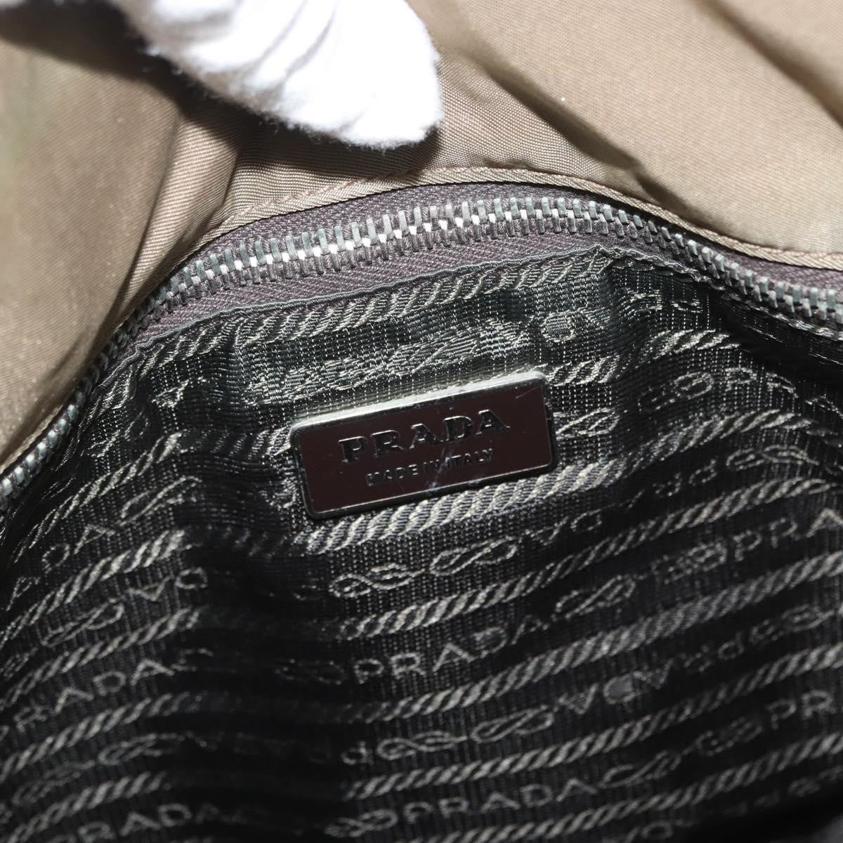 Prada PRADA Hand Bag Nylon Khaki Silver Authentic 173838