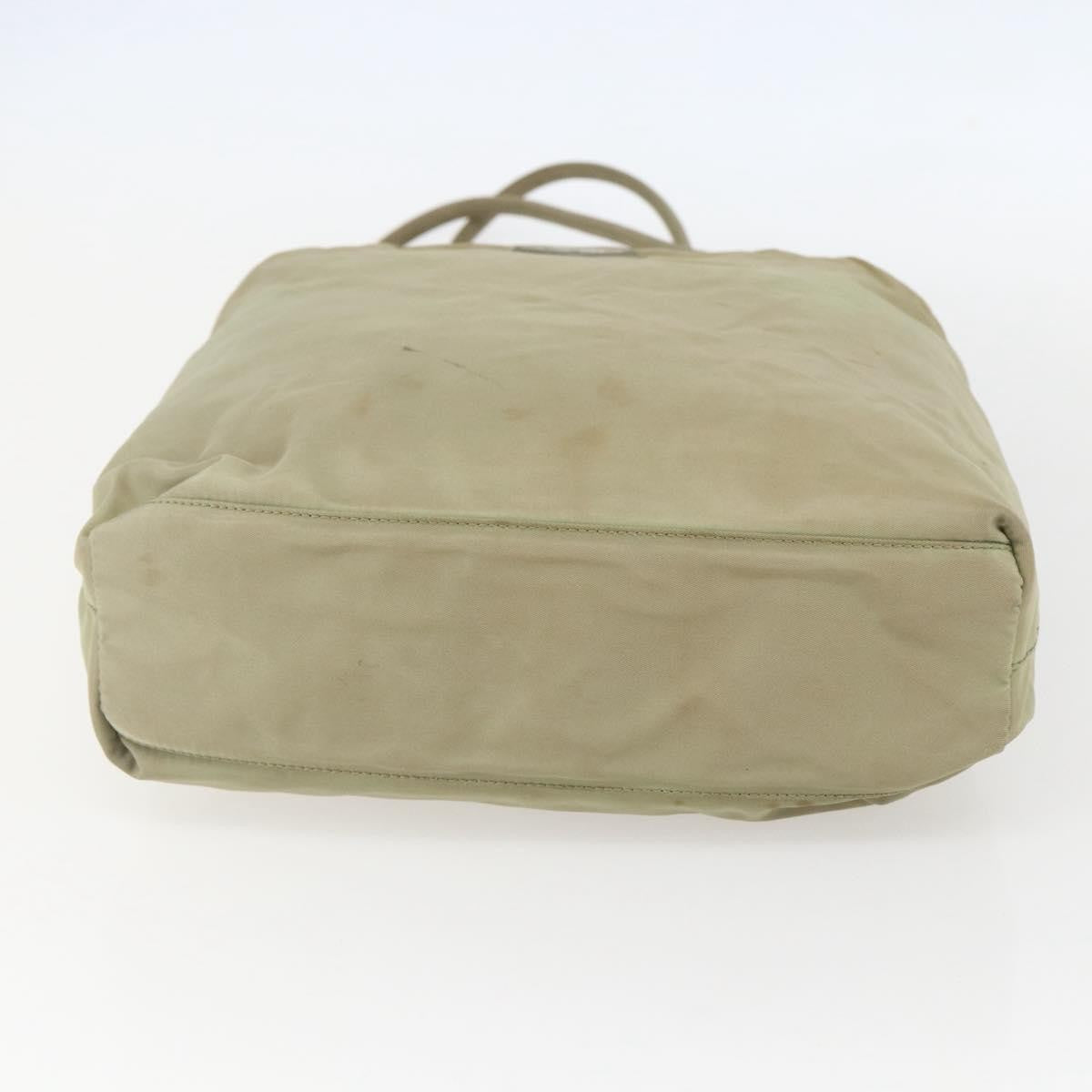 Prada PRADA Tote Bag Nylon Beige Silver Authentic 157778