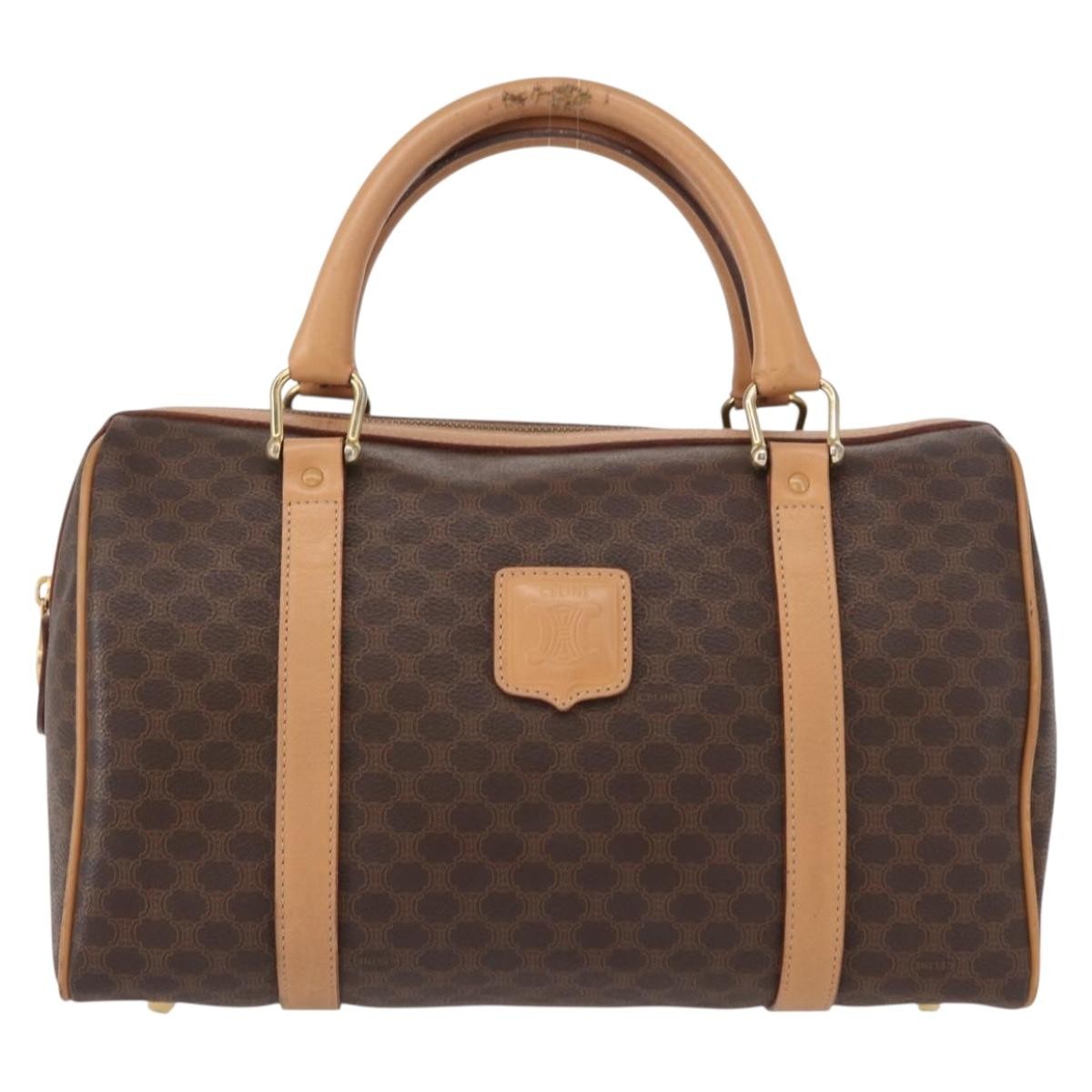 Celine CELINE Macadam Canvas Boston Bag PVC Brown Gold Authentic 152724