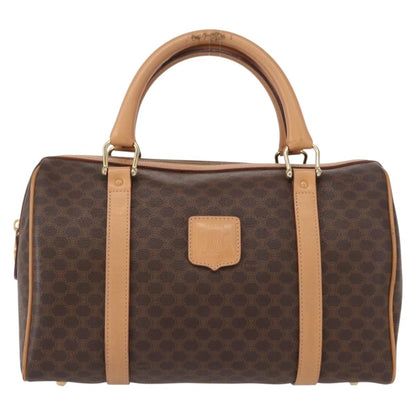 Celine CELINE Macadam Canvas Boston Bag PVC Brown Gold Authentic 152724