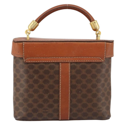 Celine CELINE Macadam Canvas Hand Bag PVC Leather Brown Gold Authentic 153900