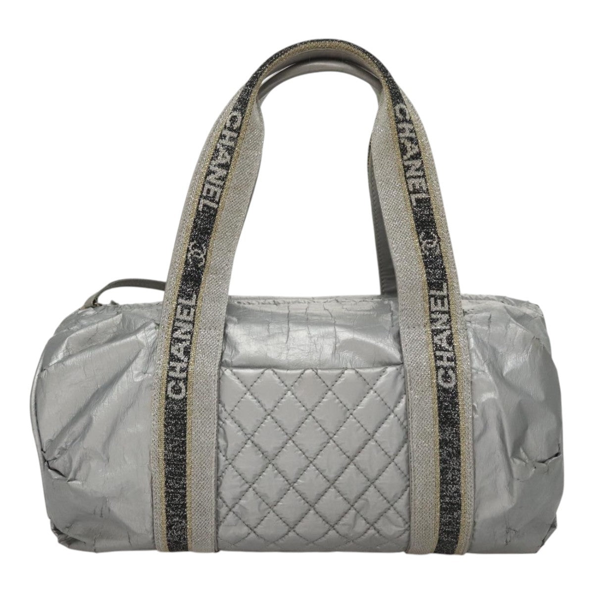 Chanel CHANEL Sports Hand Bag Coated Canvas Silver CC Authentic bs21669