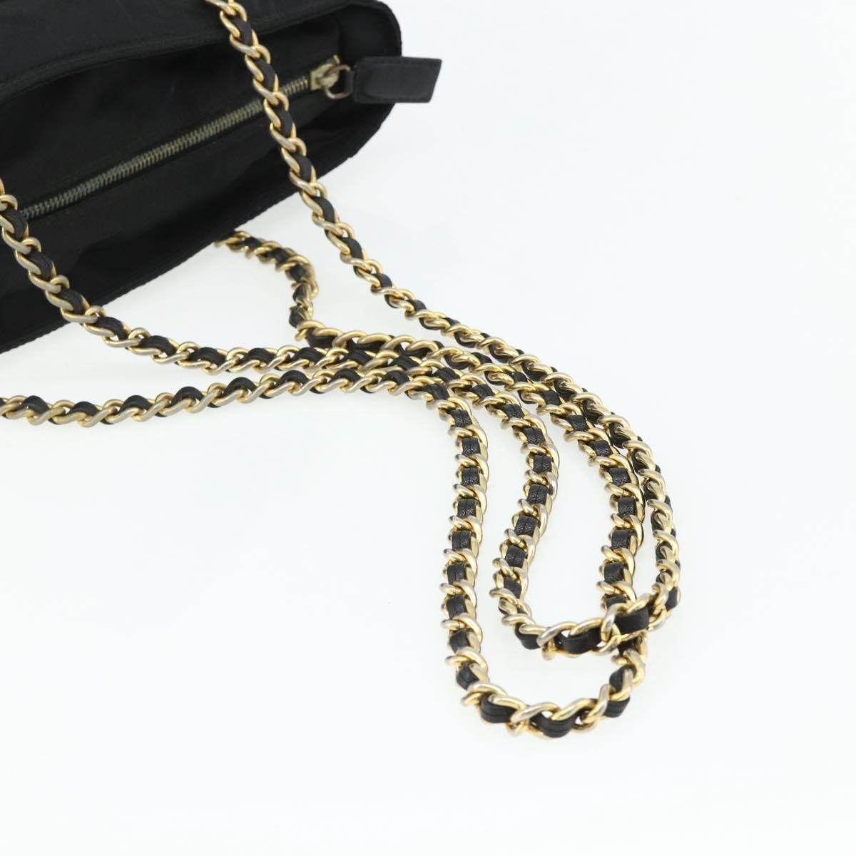 Prada PRADA Chain Tote Bag Nylon Black Gold Authentic 178129