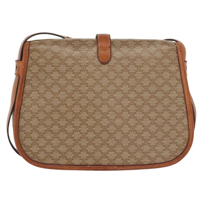 Celine CELINE Macadam Canvas Shoulder Bag PVC Beige Gold Authentic ka119