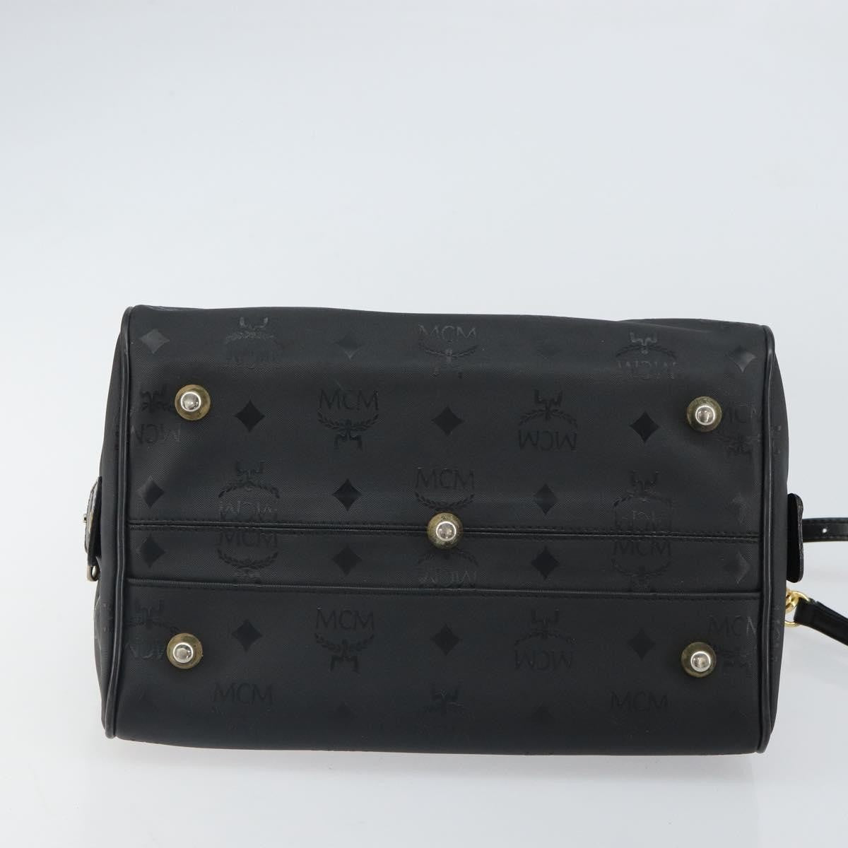 MCM MCM Vicetos Logogram Hand Bag PVC 2way Black Gold Authentic 160735