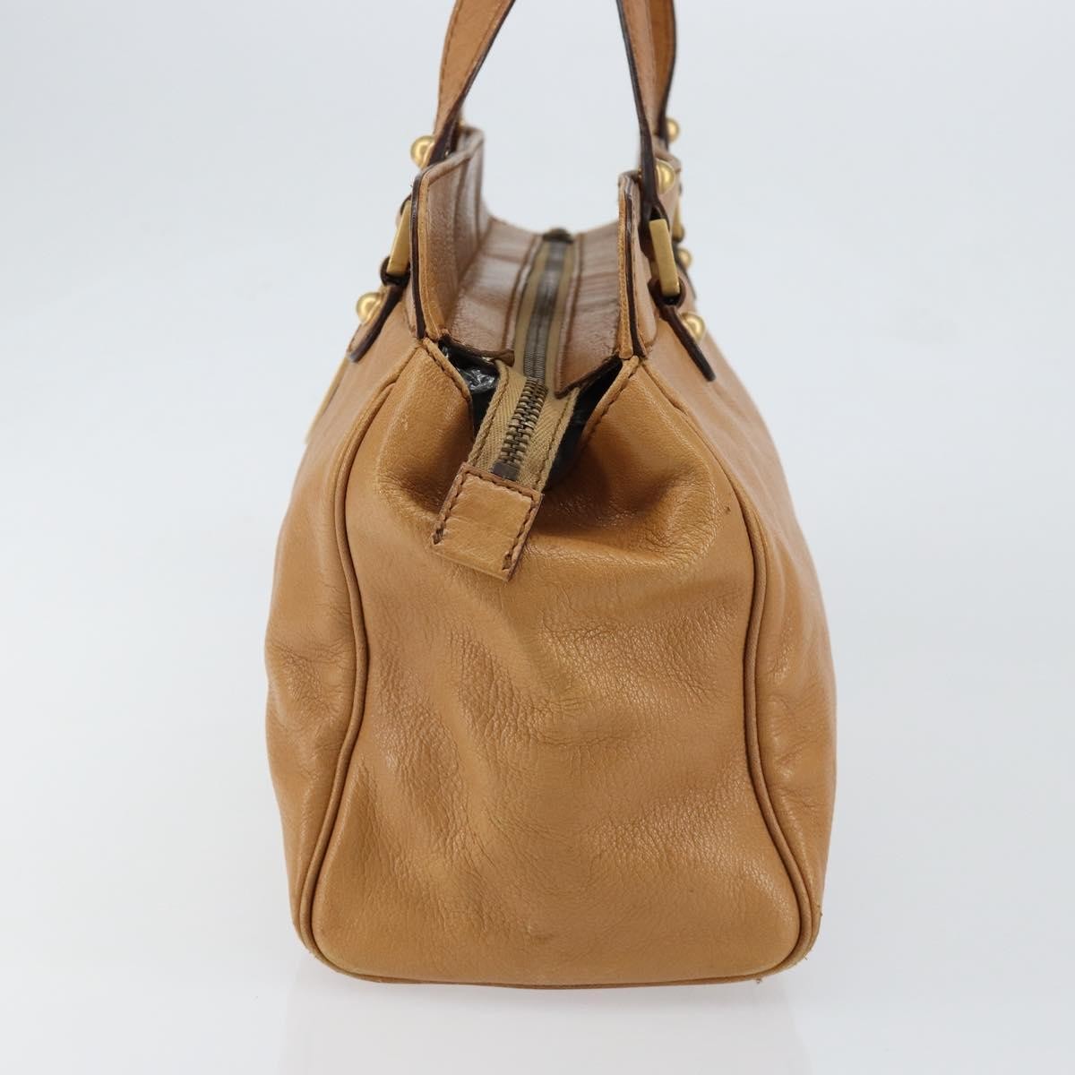 Gucci GUCCI Interlocking Hand Bag Leather Brown Gold 121551 Authentic ep11723