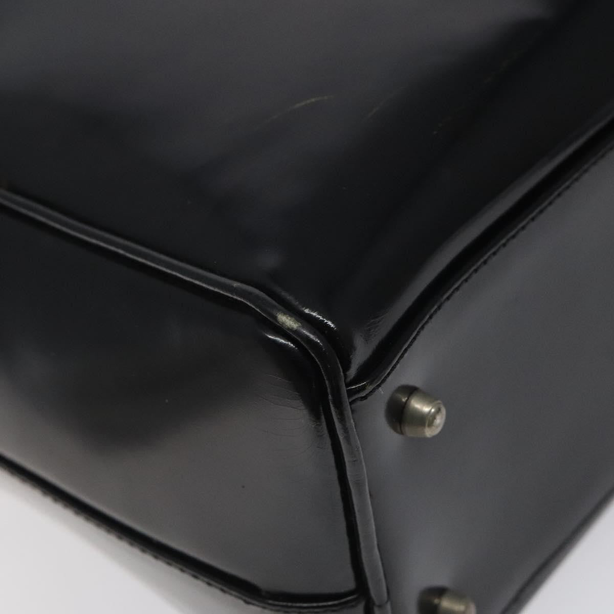 Gucci GUCCI Hand Bag Patent Leather Black Silver 000 1274 0505 Authentic ep8594