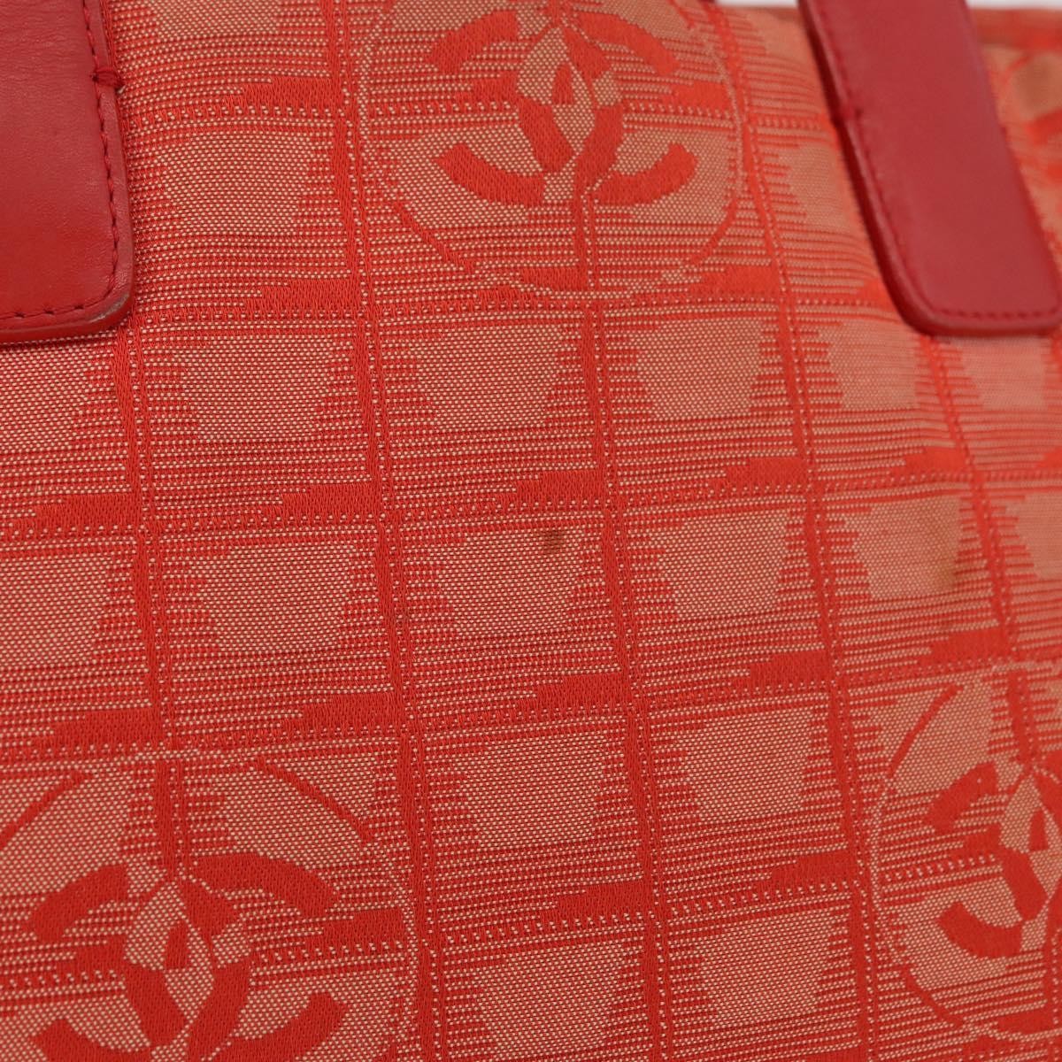 Chanel CHANEL New Travel Line Tote Bag Nylon Red Silver CC Authentic BA12813