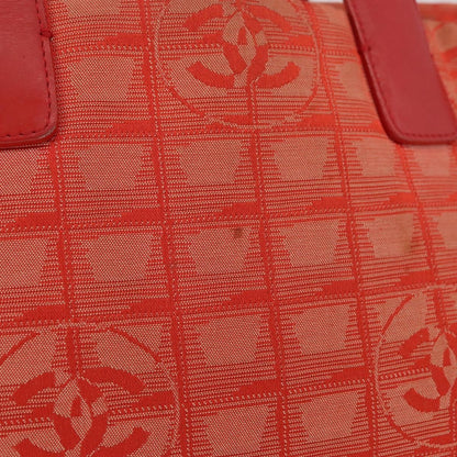 Chanel CHANEL New Travel Line Tote Bag Nylon Red Silver CC Authentic BA12813