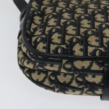 Dior Christian Dior Trotter Canvas Shoulder Bag Navy Gold Authentic BD2178