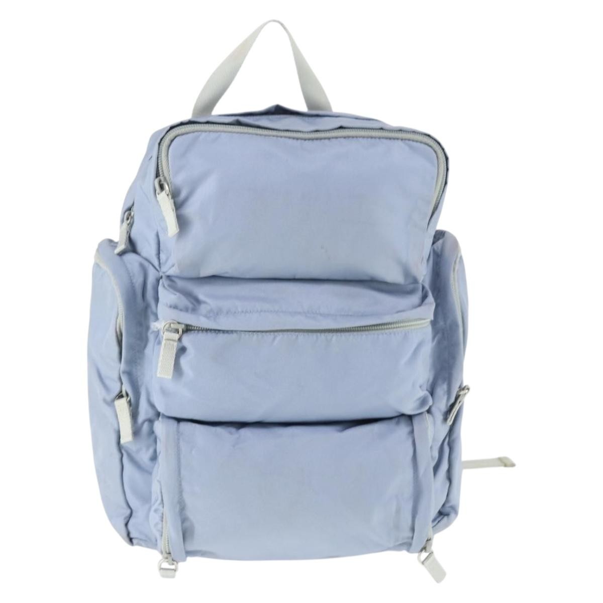 Prada PRADA Backpack Nylon Light Blue Silver Authentic 169576 Bag