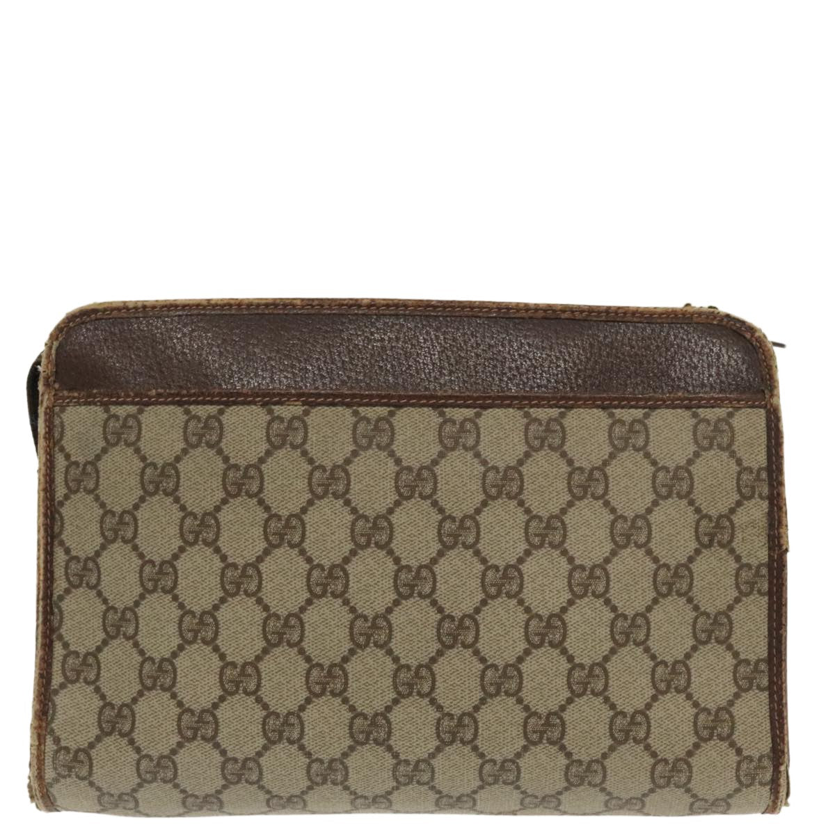 Gucci GUCCI GG Supreme Clutch Bag PVC Beige 97 01 037 Authentic 95525