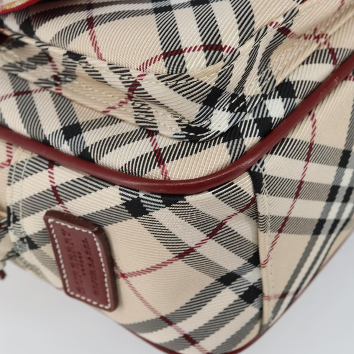 Burberry BURBERRY Nova Check Blue Label Shoulder Bag Canvas Beige Silver Authentic bs29446