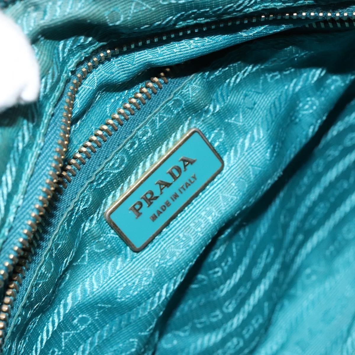 Prada PRADA Shoulder Bag Nylon Turquoise Blue Gold Authentic 148398