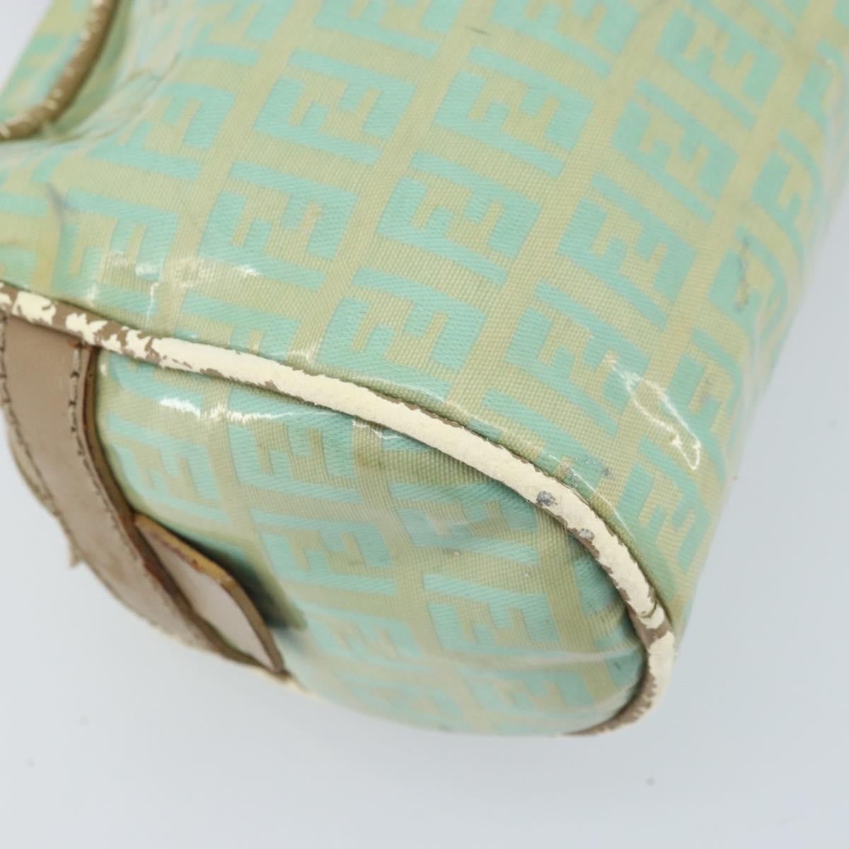 Fendi FENDI Zucchino Canvas Hand Bag Coated Canvas Green Gold Authentic ARZ139