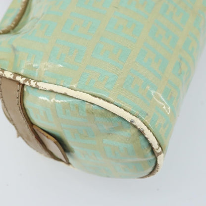 Fendi FENDI Zucchino Canvas Hand Bag Coated Canvas Green Gold Authentic ARZ139