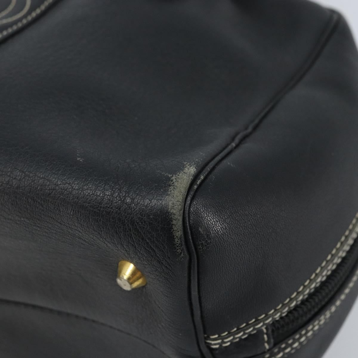 Dior Christian Dior Hand Bag Leather Black Gold Authentic ep13686