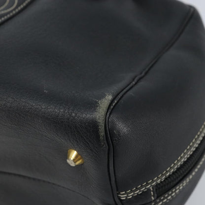 Dior Christian Dior Hand Bag Leather Black Gold Authentic ep13686