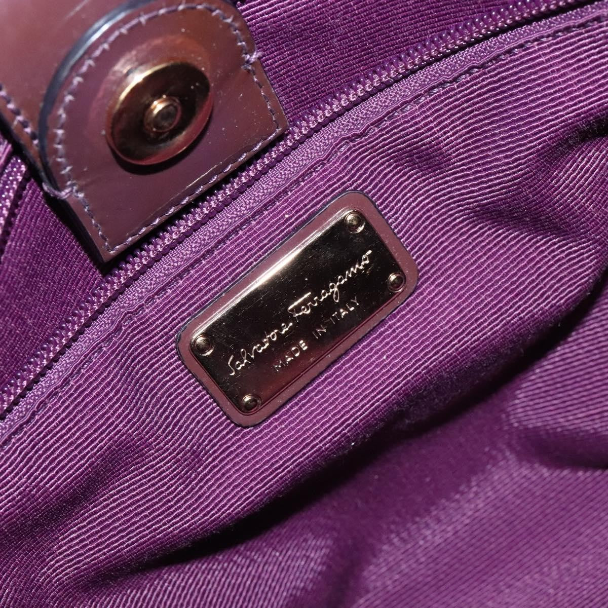 Salvatore Ferragamo Salvatore Ferragamo Vala Shoulder Bag Nylon Purple Gold Authentic 141527