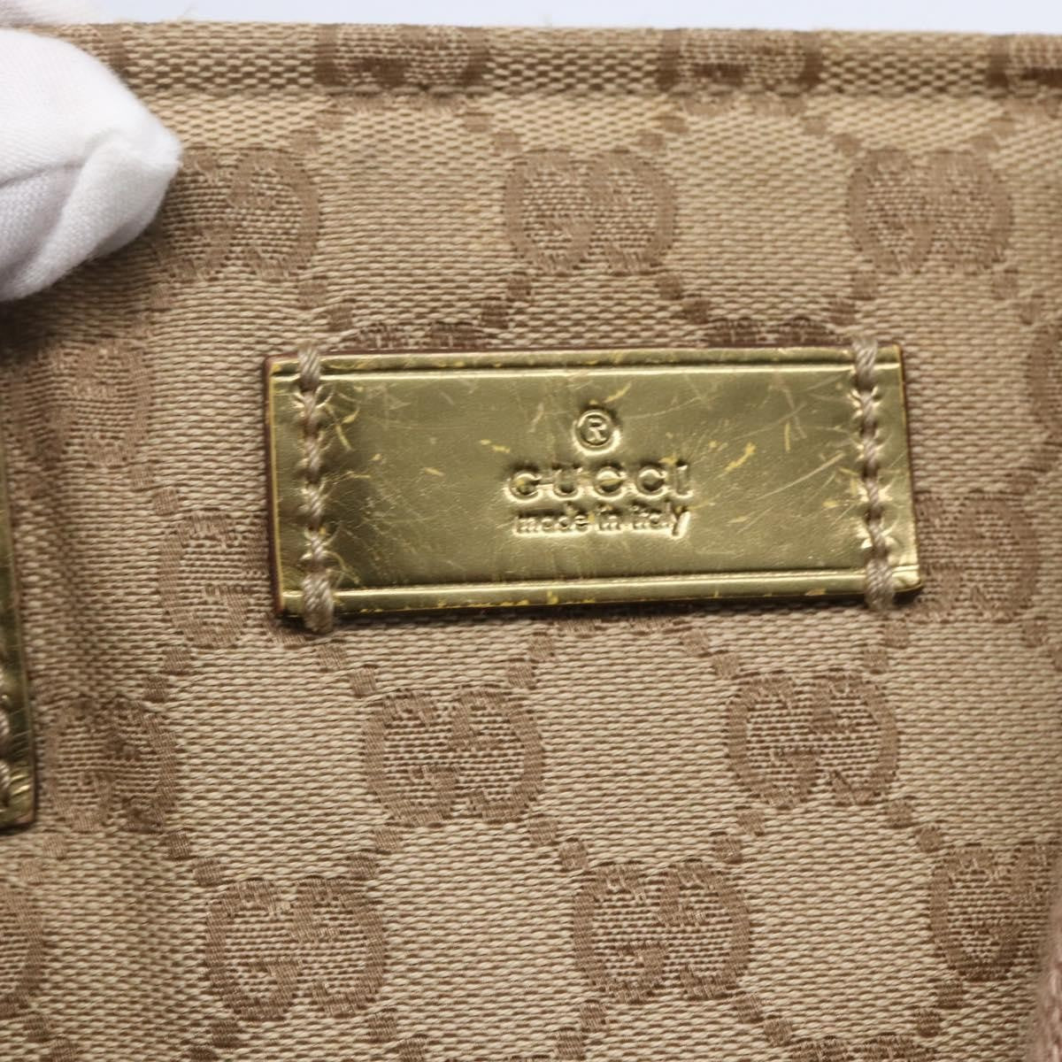 Gucci GUCCI GG Canvas Sherry Line Tote Bag Beige Pink 131231 Authentic 153359