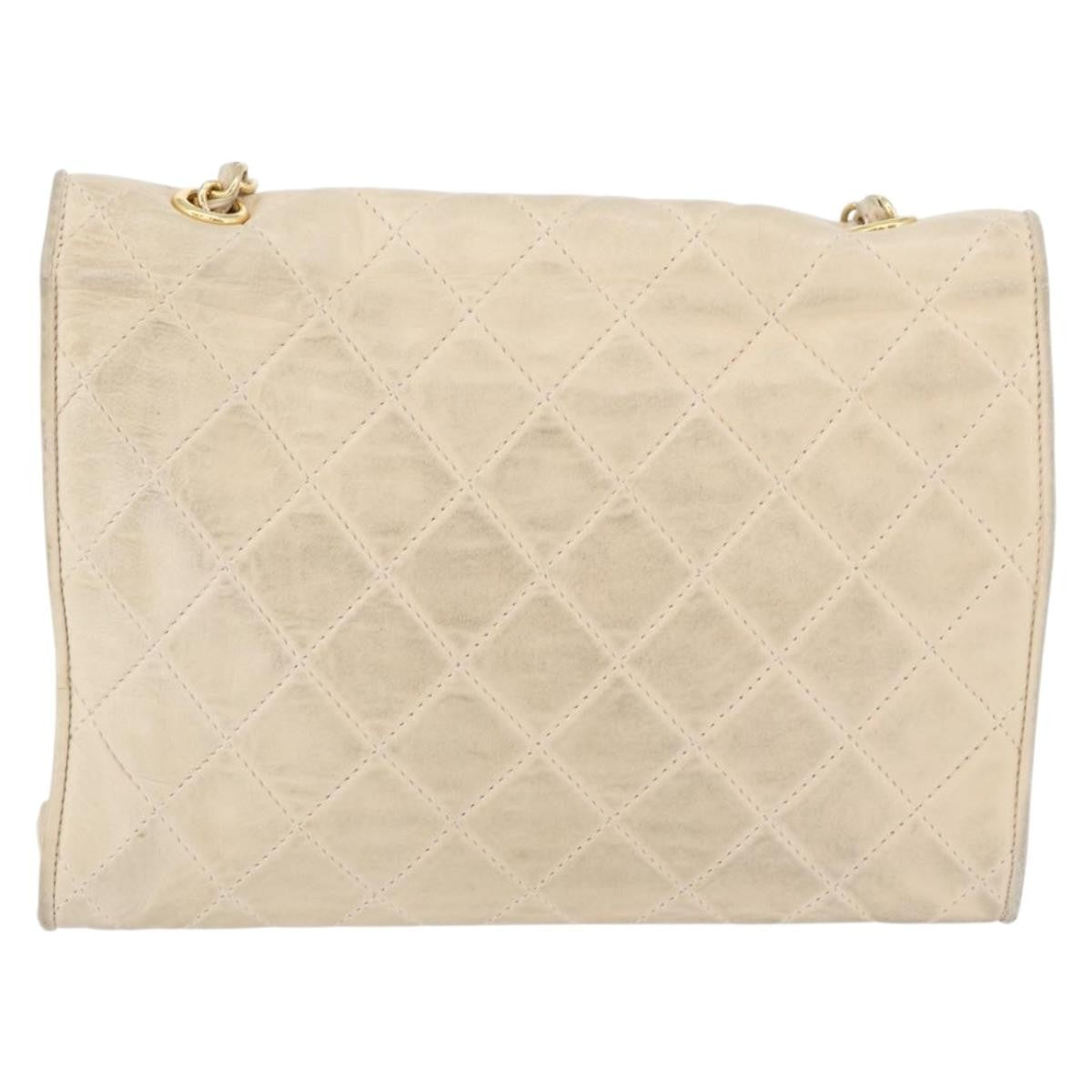 Chanel CHANEL Matelasse Chain Shoulder Bag Lamb Skin Beige Gold CC Authentic BA10672