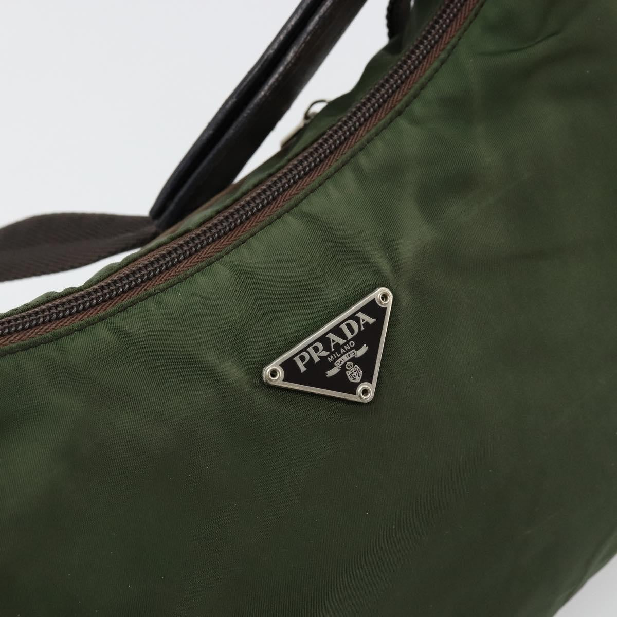 Prada PRADA Shoulder Bag Nylon Khaki Silver Authentic bs34740