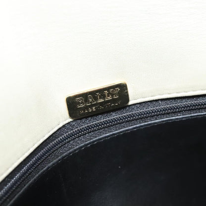BALLY BALLY Chain Shoulder Bag Leather White Gold Authentic 124788